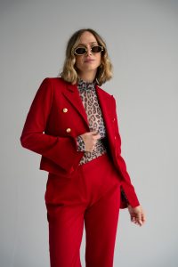 Alicia Bell Sleeve Blazer in red