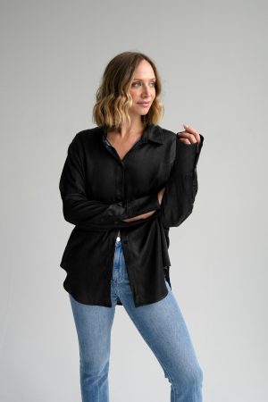 nala blouse in black wash