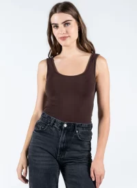 Bamboo Short Tank in brown