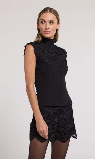Joya Lace Combo Crepe Top