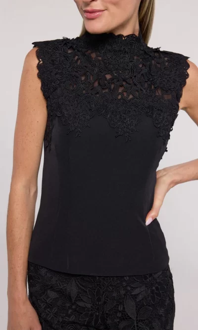 Joya Lace Combo Crepe Top - Image 5