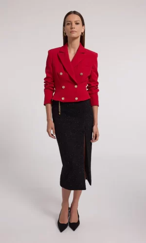 Aytul Crepe Blazer in ruby - Image 3