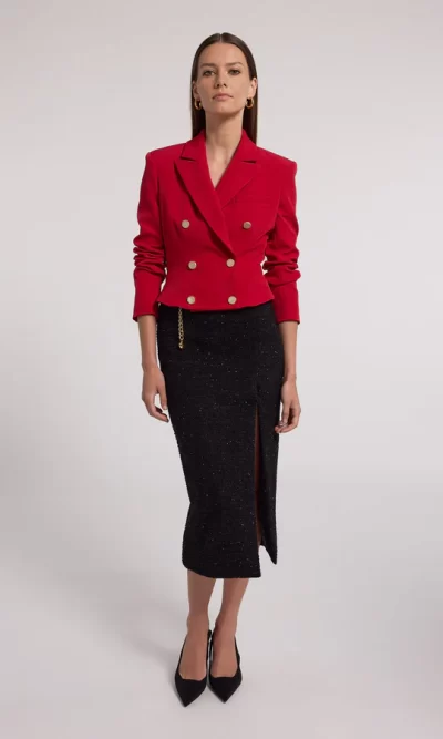 Aytul Crepe Blazer in ruby - small - Image 3