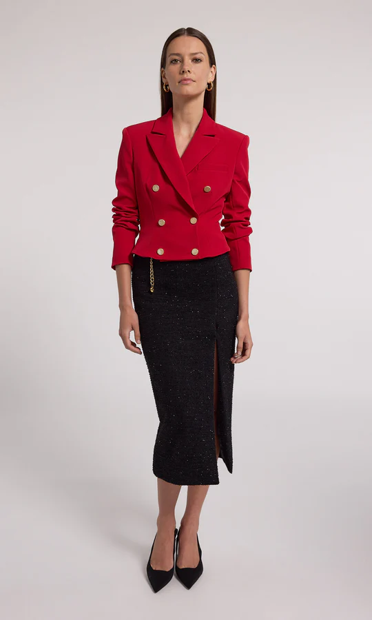 Aytul Crepe Blazer in ruby - small - Image 3
