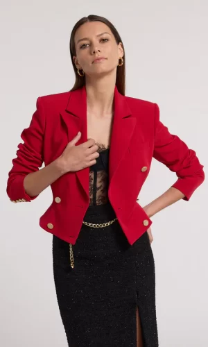 Aytul Crepe Blazer in ruby