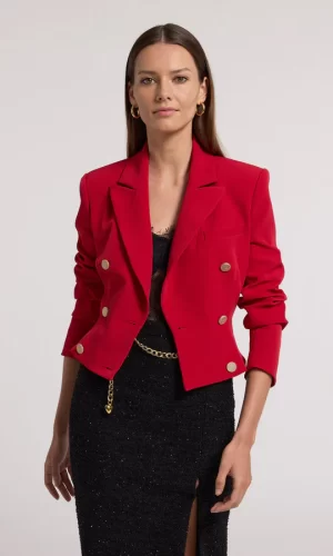 Aytul Crepe Blazer in ruby - Image 4