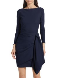 Hypnos Draped Bodycon Midi Dress  in blu notte - Image 7