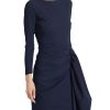 Hypnos Draped Bodycon Midi Dress  in blu notte - Image 4