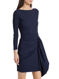 Hypnos Draped Bodycon Midi Dress  in blu notte - Image 4