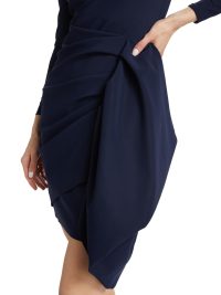 Hypnos Draped Bodycon Midi Dress  in blu notte - Image 3