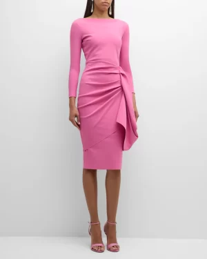 Hypnos Draped Bodycon Midi Dress - Image 6