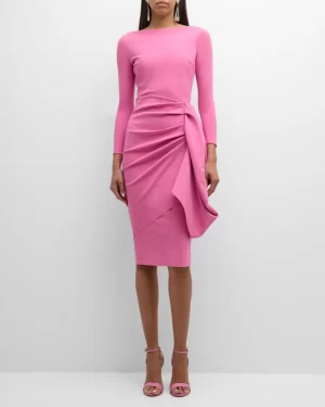 Hypnos Draped Bodycon Midi Dress