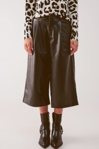 Amber Faux Leather Shorts in Black - Image 2