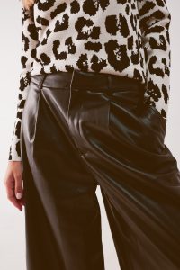 Amber Faux Leather Shorts in Black - Image 3