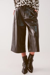 Amber Faux Leather Shorts in Black - Image 5