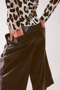 Amber Faux Leather Shorts in Black - Image 4