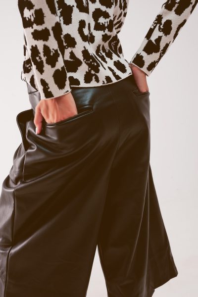 Amber Faux Leather Shorts in Black - Image 4