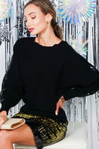 IYANA SEQUIN DETAIL SWEATER IN BLACK - Image 3