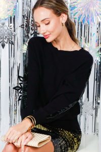 IYANA SEQUIN DETAIL SWEATER IN BLACK - Image 2