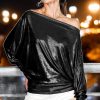 Dolly Foil top in black large - Image 2