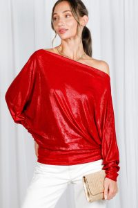 Dolly Foil Top in red - Image 2