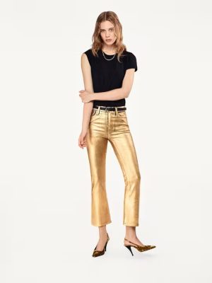 Le Crop Mini Boot in Gold Chrome