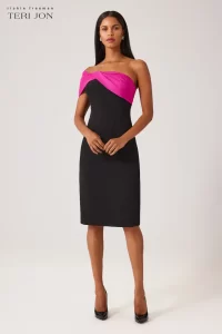 Taran Asymmetrical Crepe Sheath Dress - Image 3