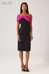 Taran Asymmetrical Crepe Sheath Dress - Image 4