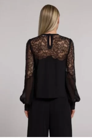 Adele Lace Combo Top in Black - Image 2