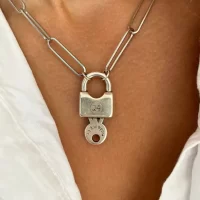 Braylee Silver Lock Necklace - Image 2