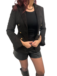 Charlie Bell Sleeve Blazer in black suede - Image 2