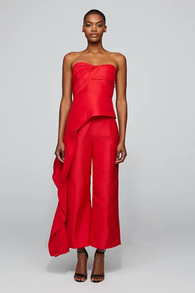 Emelie Peplum Top IN SCARLET Small