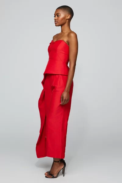 Emelie Peplum Top IN SCARLET Small - Image 5