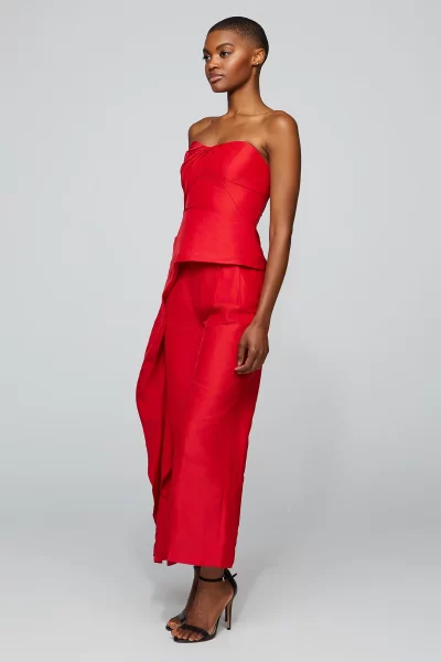 Emelie Peplum Top IN SCARLET Small - Image 4