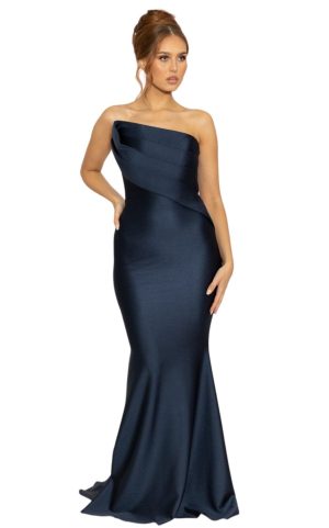 Tara Strapless Gown in navy - Image 4