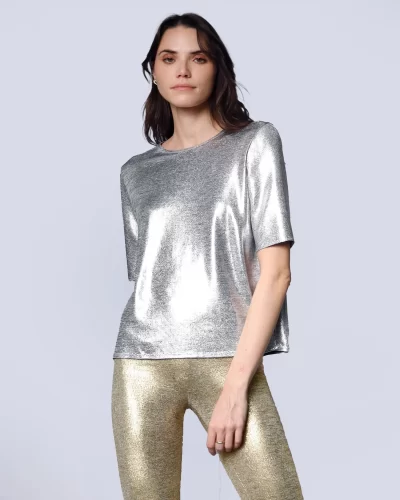 JAVIKANE top in silver --- sz 8