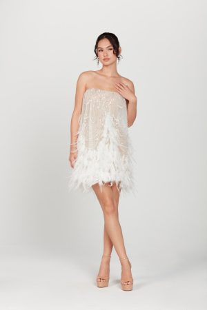 Stevie Strapless Feather Dress