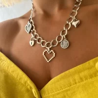 Nasia Silver Heart Layering Necklace