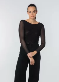 Florence Solid Double Sheer Top in black - Image 3