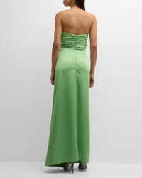 Fella Strapless Pleated Side-Slit Gown - Image 2