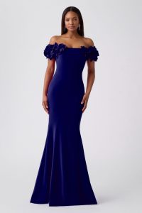 Keha Crepe Gown in navy