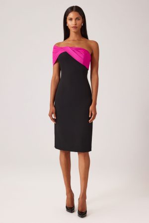 Taran Asymmetrical Crepe Sheath Dress