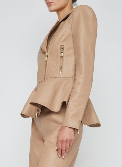 Lyric Leather Peplum Jacket Small - Image 4