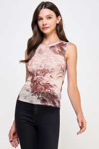 Nessa Marble Mesh Top