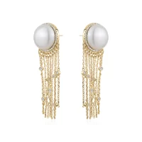 Pearl Earrings in gold - Image 2