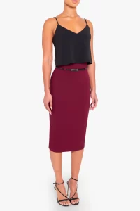 Jackie o High waisted skirt in burgundy -14 - Image 2