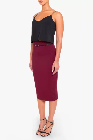 Jackie o High waisted skirt in burgundy -14 - Image 3