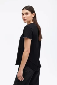 Ava Whipstitch T-Shirt in black - Image 3