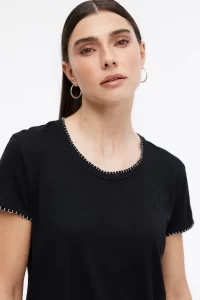 Ava Whipstitch T-Shirt in black - Image 5