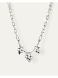 Padlock Triple Heart Pendant Necklace in silver - Image 3